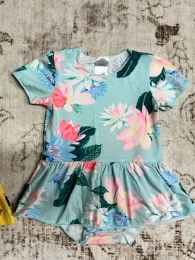 BONDS Aqua Floral Peplum Baby Romper